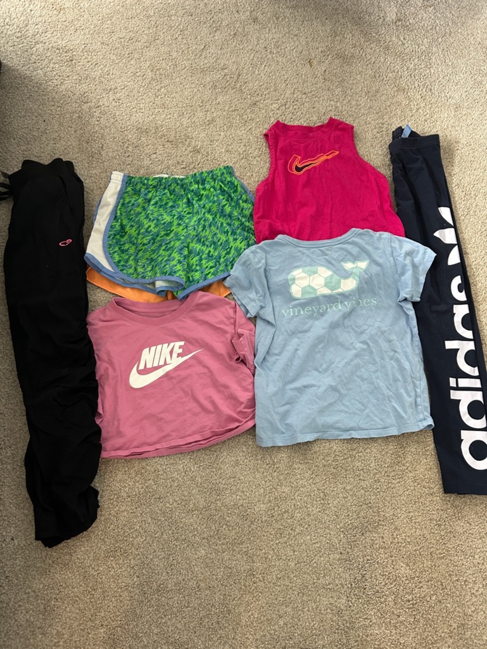 Mixed Activewear Bundle with Nike & Vineyard Vines Tops - Pink, Blue, Green